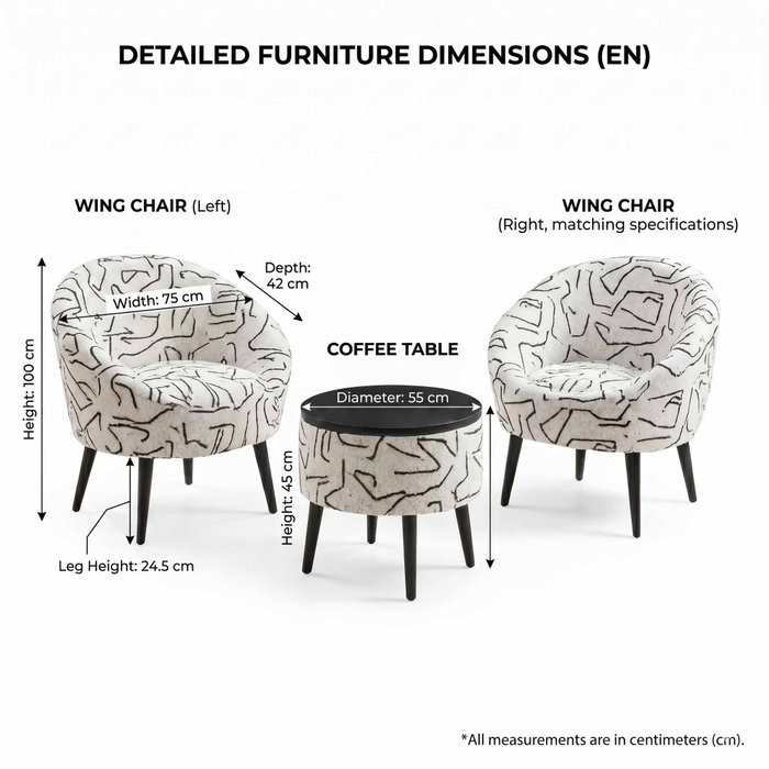Atelier Del Sofa Juego de Sillón y Mesa de Café Lida - Negro y Blanco Atelier Del Sofa Juego de Sillón y Mesa de Café Lida - Negro y Blanco